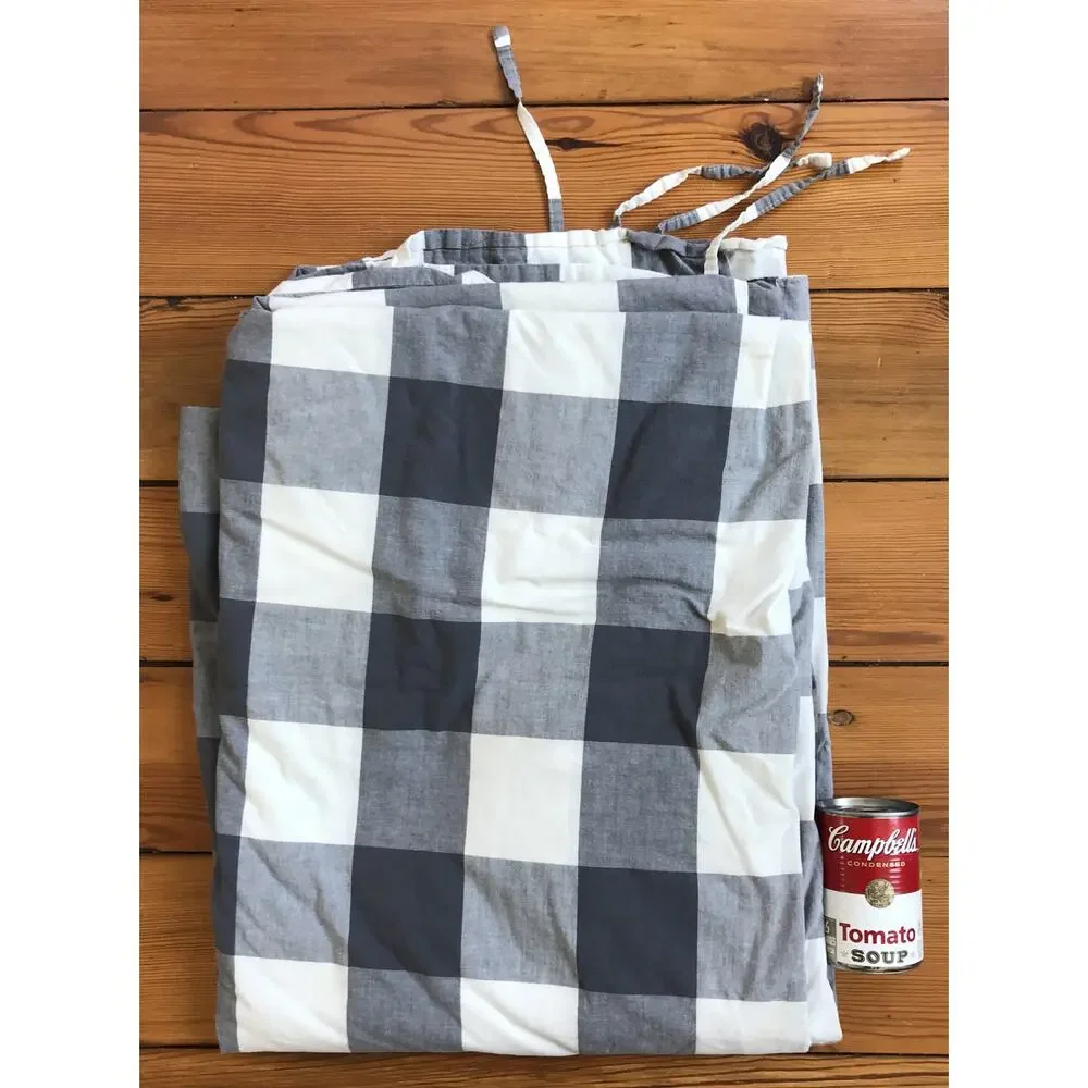IKEA Emmie Ruta Gray Check Reversible Buffalo Plaid Stripe TWIN Duvet Cover